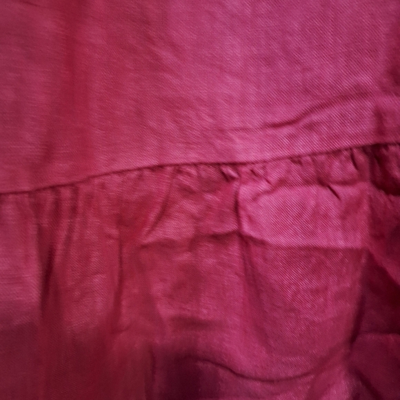 A Terzo Millennio linen Red Off-Shoulder Dress in a size small. - Picture 10 of 11